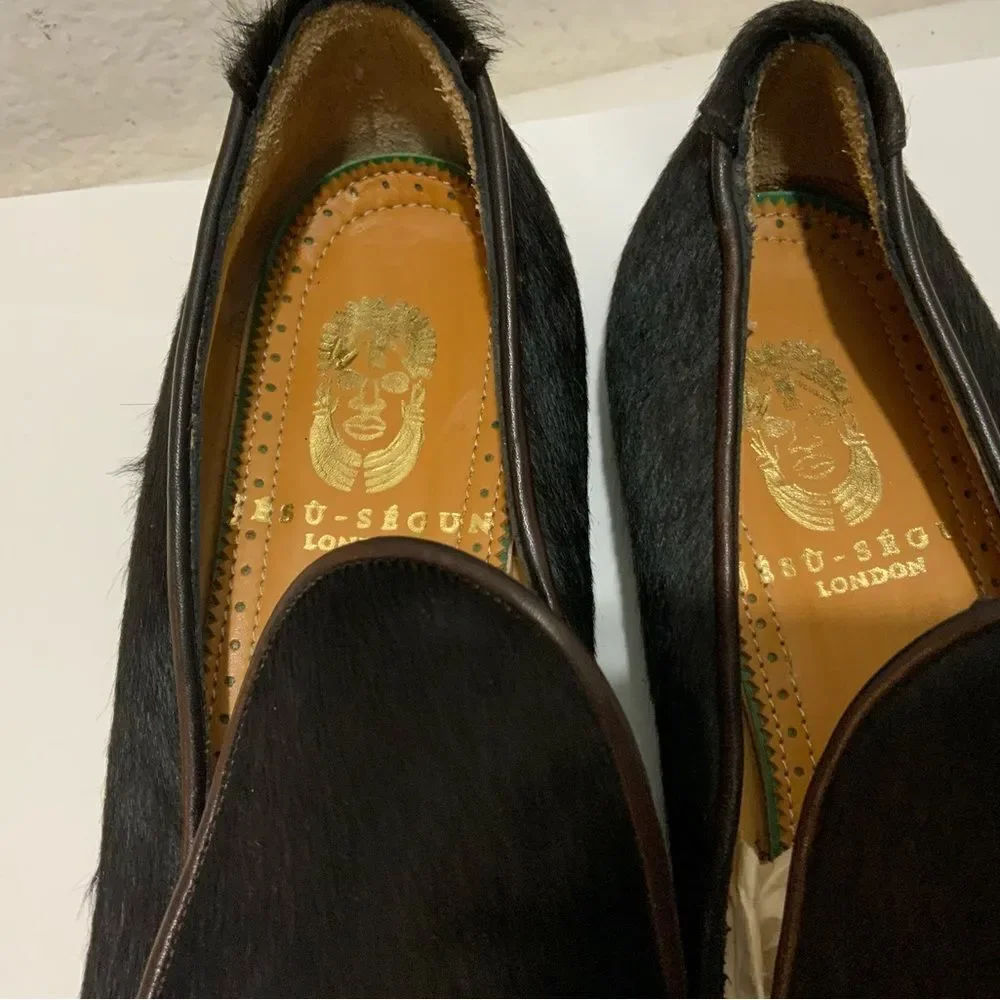 New Jesu  Segun Pointy Toe Studded calf hair  Loafers Dress Shoes  luxury Italy